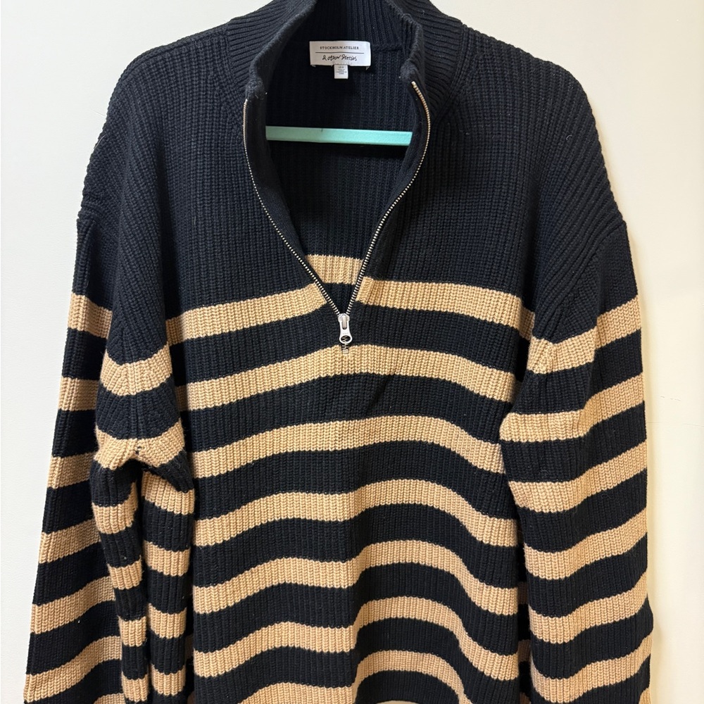 & Other Stories Black and Tan Striped Sweater